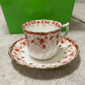 VINTAGE R&D 1831 BALMORAL RED BLOSSOM TEACUP & SAUCER